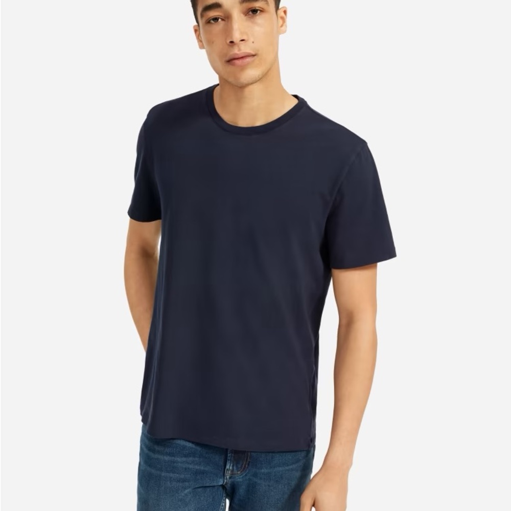 Everlane The Organic Cotton Crew Uniform Short Sleeve In Navy Size Medium